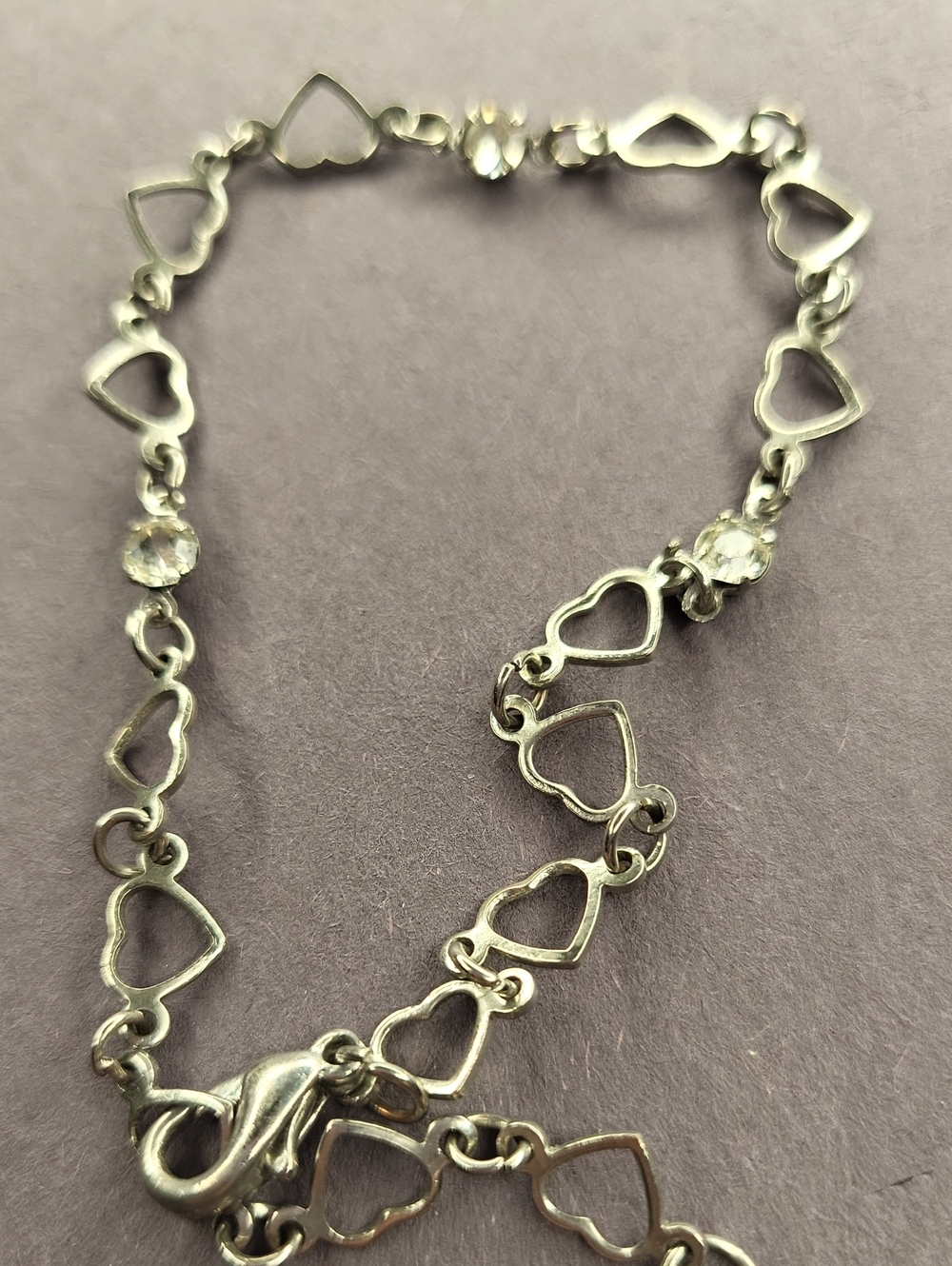 Sterling Silver Heart Link Bracelet - Silver